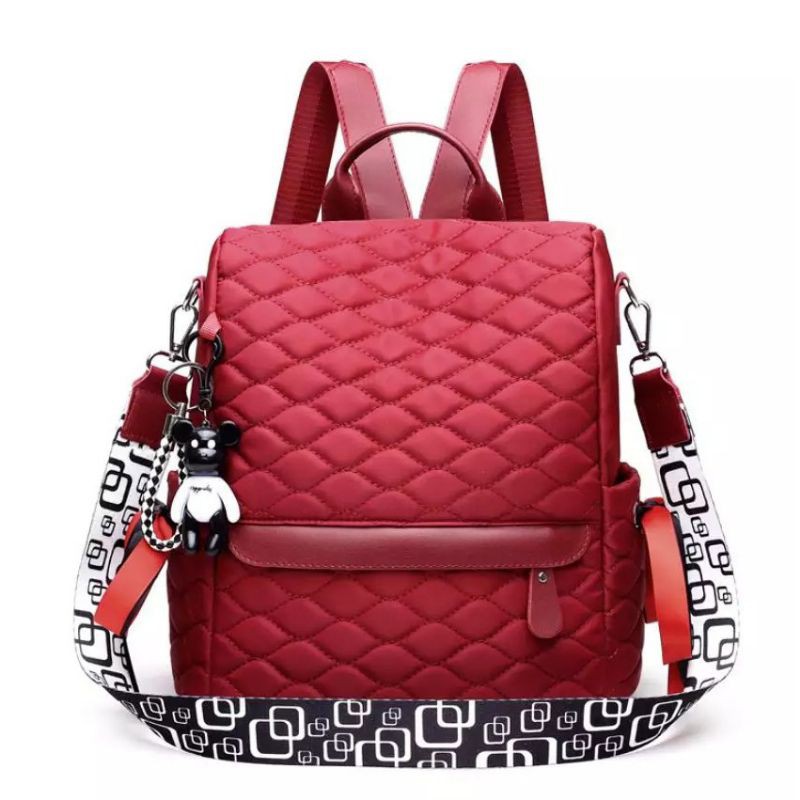 multifungsi ransel wanita kotak kotak nilon tas wanita