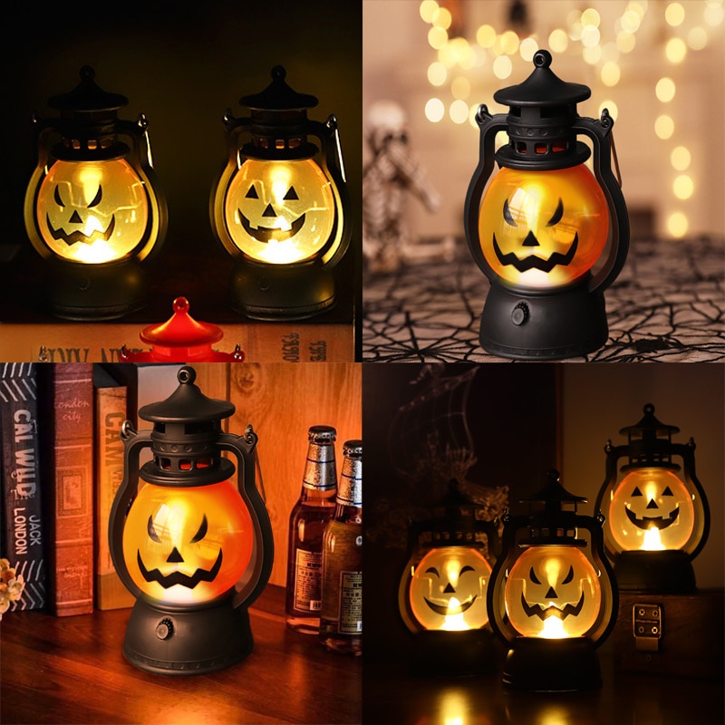 Lampu Lentera Minyak LED Bentuk Labu Halloween Untuk Dekorasi Rumah