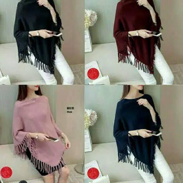 ♩ Atasan wanita rajut poncho ♣