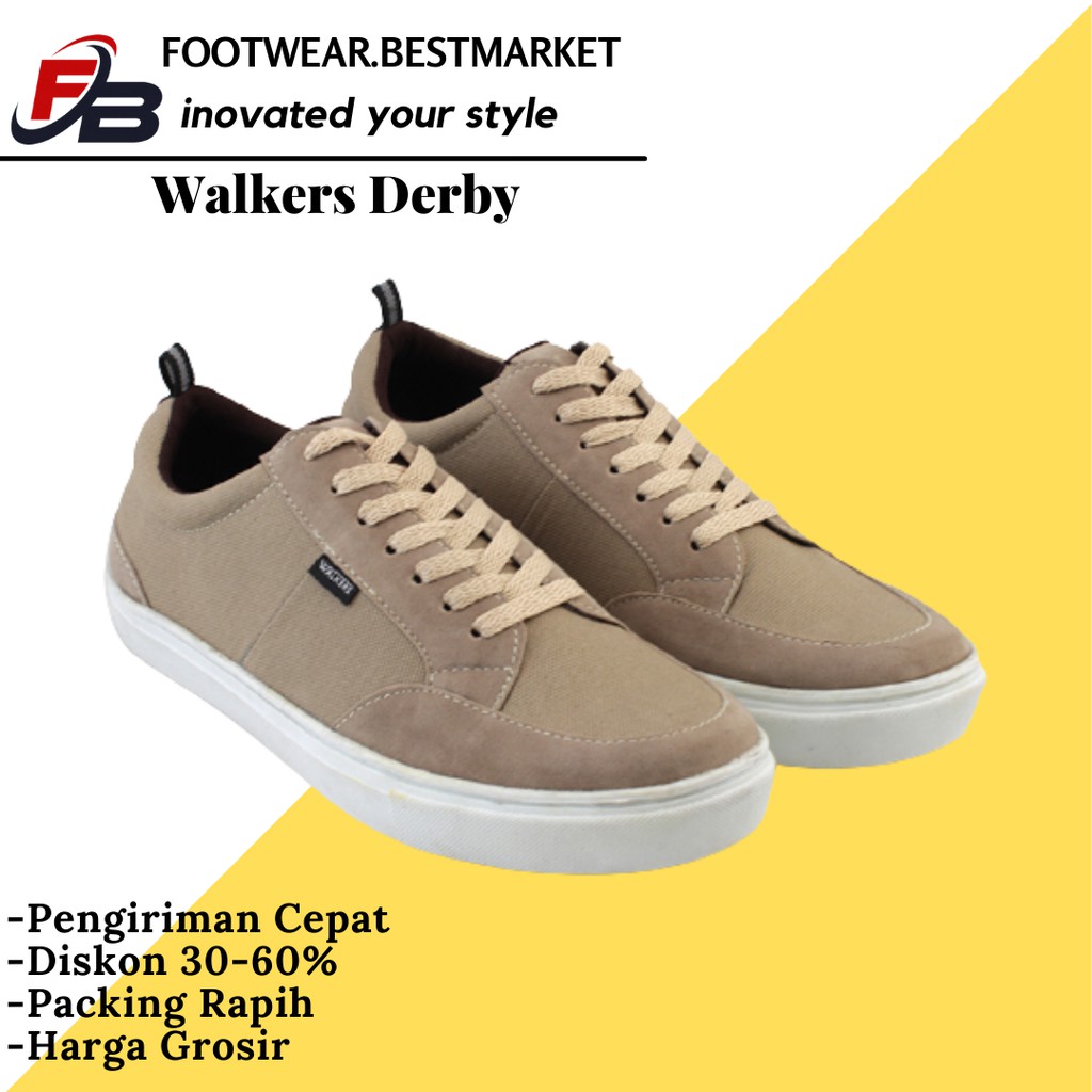 Sepatu Casual Sneakers Pria Walkers Derby Cream Kuliah Santai Pria Termurah Terlaris Sepatu Santai !