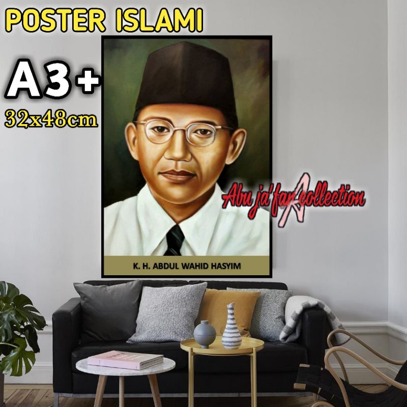 POSTER GAMBAR KH.ABDUL WAHID HASYIM|POSTER PAHLAWAN DAN ULAMA NASIONAL|HIASAN DINDING MURAH JUMBO