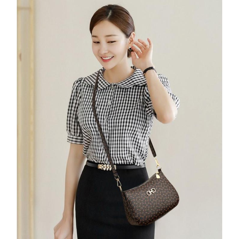 TAS SELEMPANG WANITA IMPORT KOREA KULIT COKLAT KOREA TA409B7 NOTRE PREMIUM SLING BAG KEKINIAN BATAM