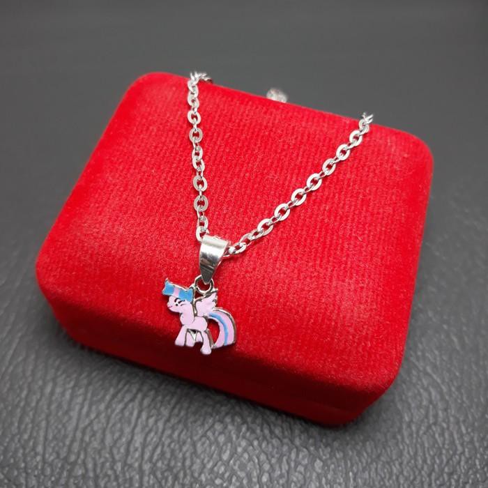 Sangat Laku Kalung Anak + Liontin Kuda Poni Perak Silver 925 Lapis Emas Putih