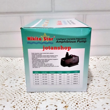 MESIN NIKITA STAR NS 500 NS500 POMPA KOLAM AMPHIBIOUS PUMP AQUARIUM AQUAPONIK AIR MANCUR