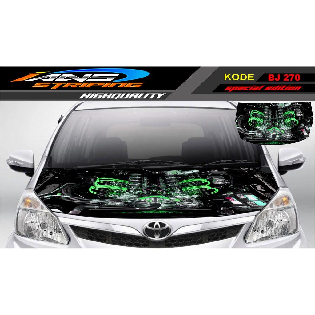DECAL STICKER KAP MOBIL AVANZA, XENIA, BRIO, AGYA, JAZZ / STIKER KAP MESIN MOBIL