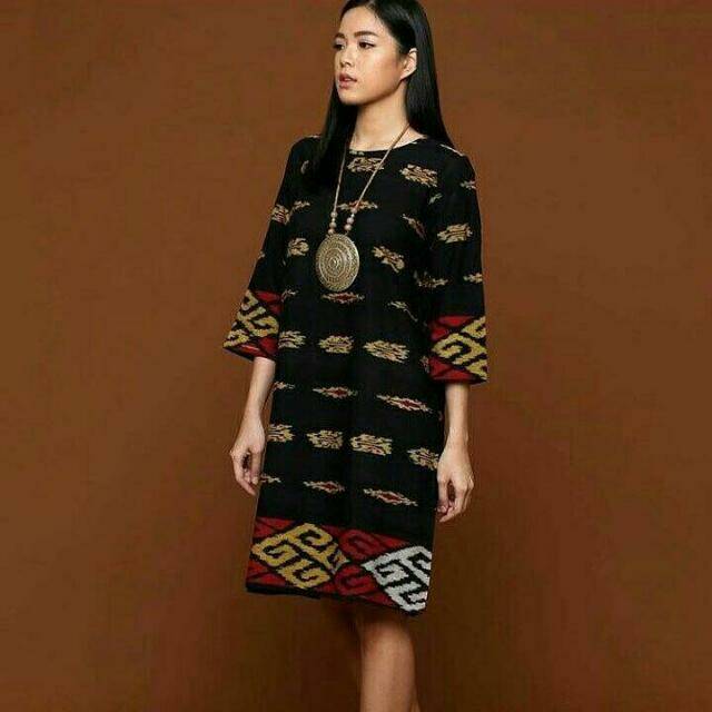 Baju tenun dress toraja hitam 2910