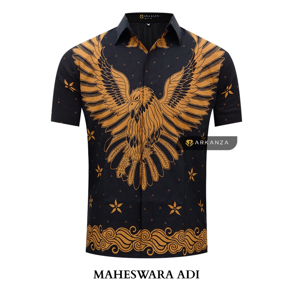 BATIK ARKANZA Motif MAHESWARA ADI Hem Atasan Kemeja Baju Batik Pria Cowok Laki Laki Slimfit Full Lapis Furing Lengan Panjang Lengan Pendek Original Asli