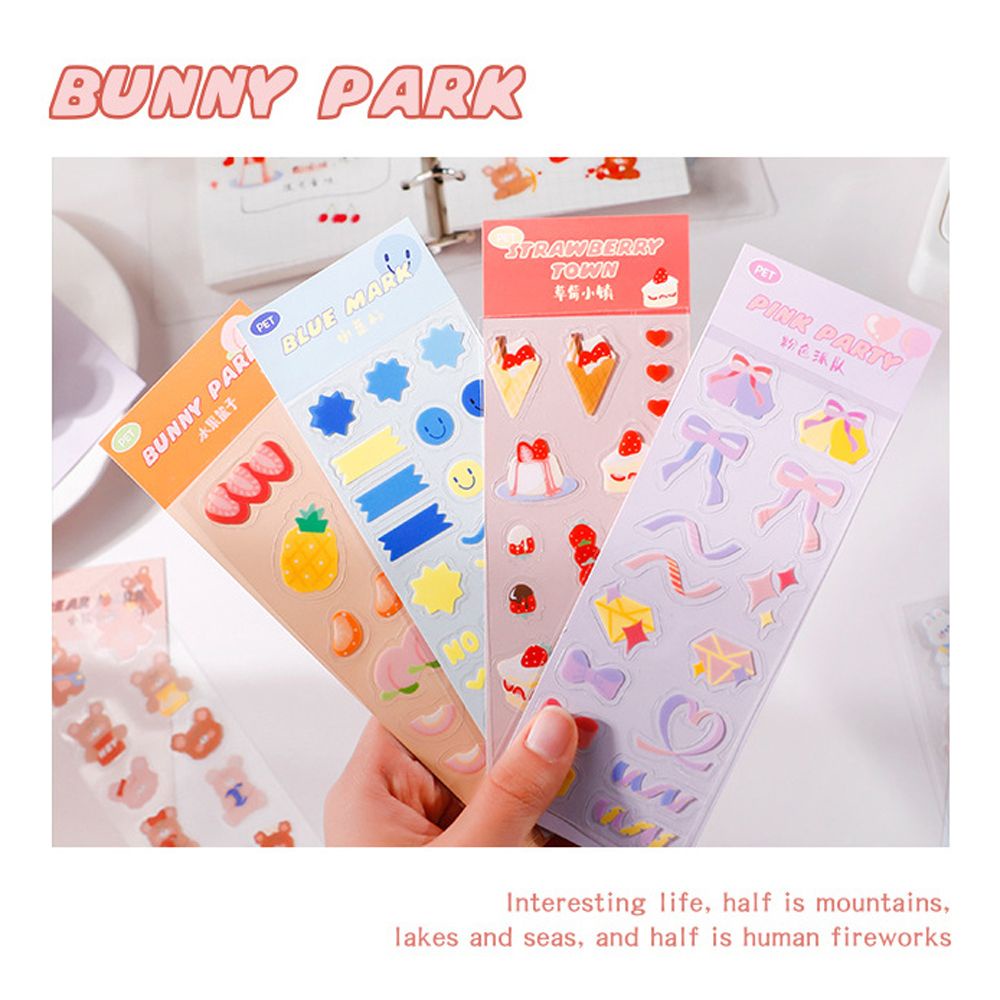 Lanfy Stiker Label Motif Kartun Kelinci / Beruang Gaya Korea Untuk Dekorasi Scrapbook / Diary / Album Diy