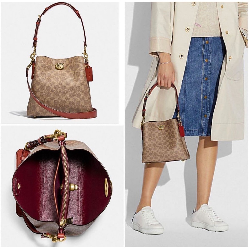 Tas Coach C3890 Willow Bucket Signature Tan Rust New Original