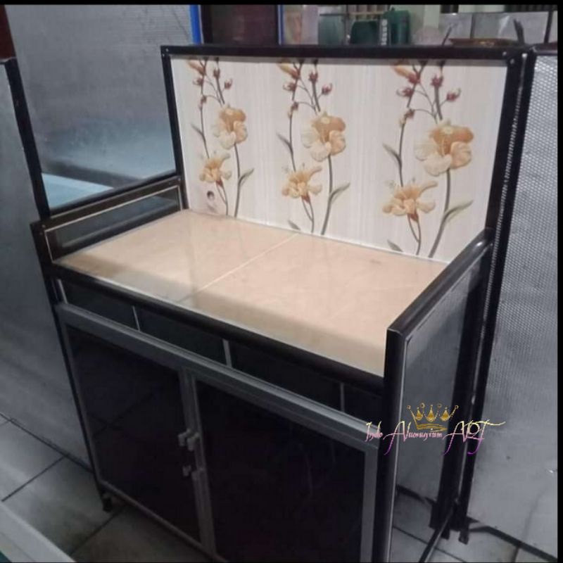 Meja Kompor / Rak Piring Minimalis Bahan Alumunium