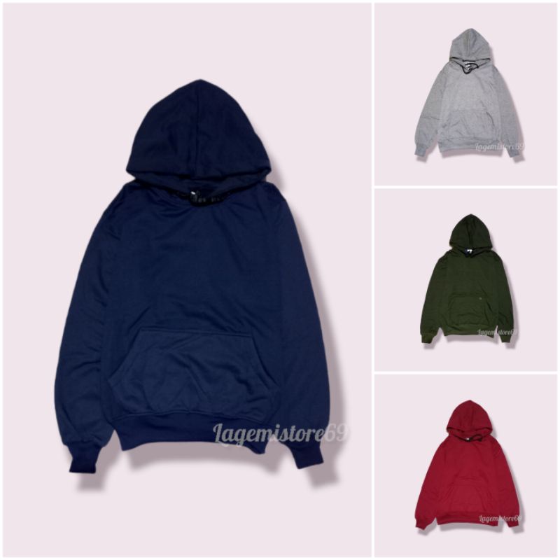 Jaket hoodie dewasa polos/ Sweater hoodie jumbo bahan fleece hangat dan tebal M- XXL