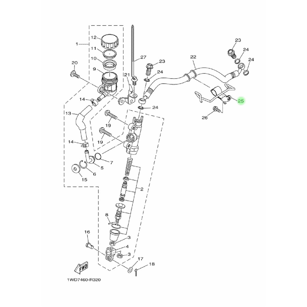 holder brake hose dudukan selang rem belakang r25 mt25 original yamaha 1WD-F5887-00