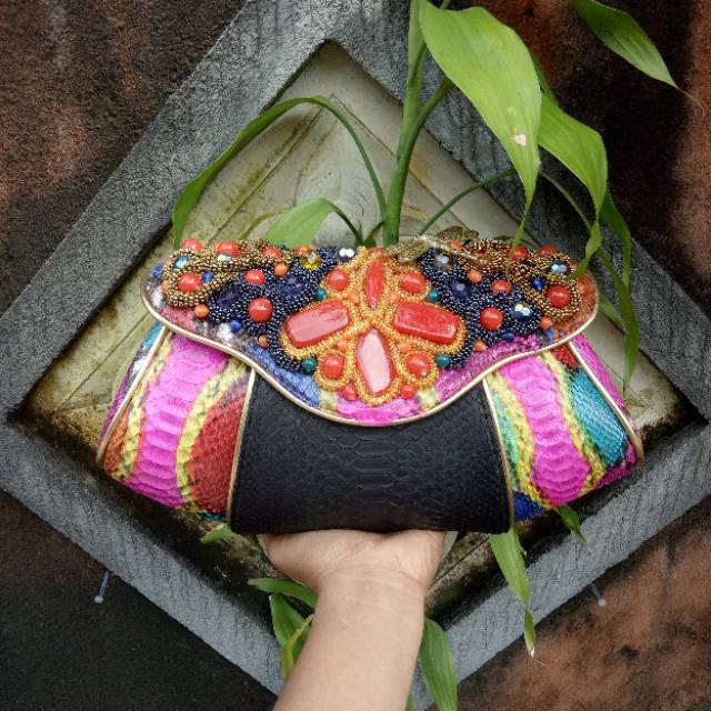 Clutch Kulit Ular Kerang M & XL Handmade Asli Bali