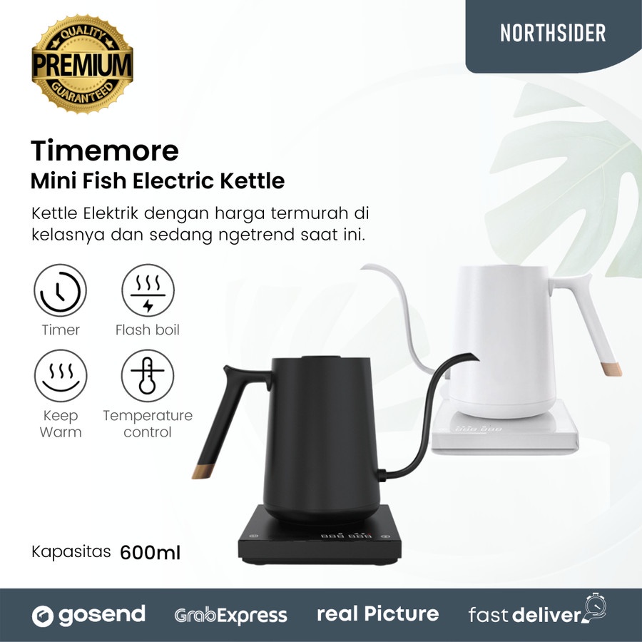 TIMEMORE MINI FISH ELECTRIC KETTLE 600ML - 1000W | TEKO KOPI ELEKTRIK