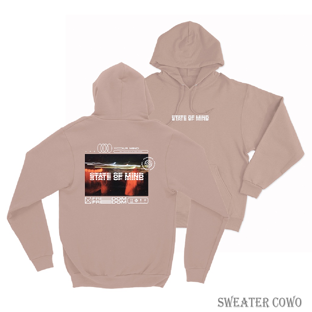 Sweaterpolos Hoodie Jumper STATE OF MIND ( Sablon ) Unisex Pria &amp; Wanita