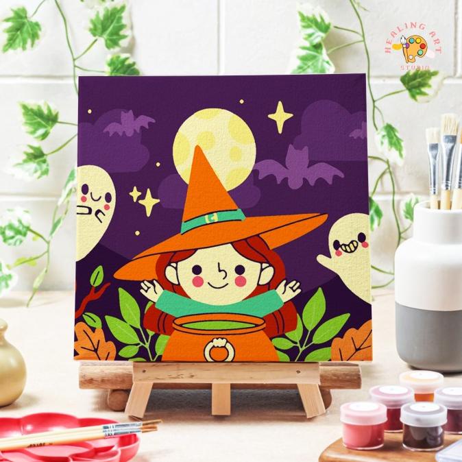 

Paint by number Halloween Witch diy painting canvas 20x20 alat lukis