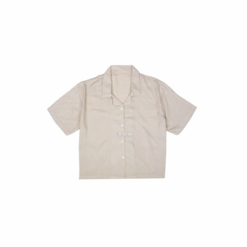 KEMEJA WANITA CROP TOP POLOS KATUN CROP SHIRT ORGANIK-CROP TOP ALMOND