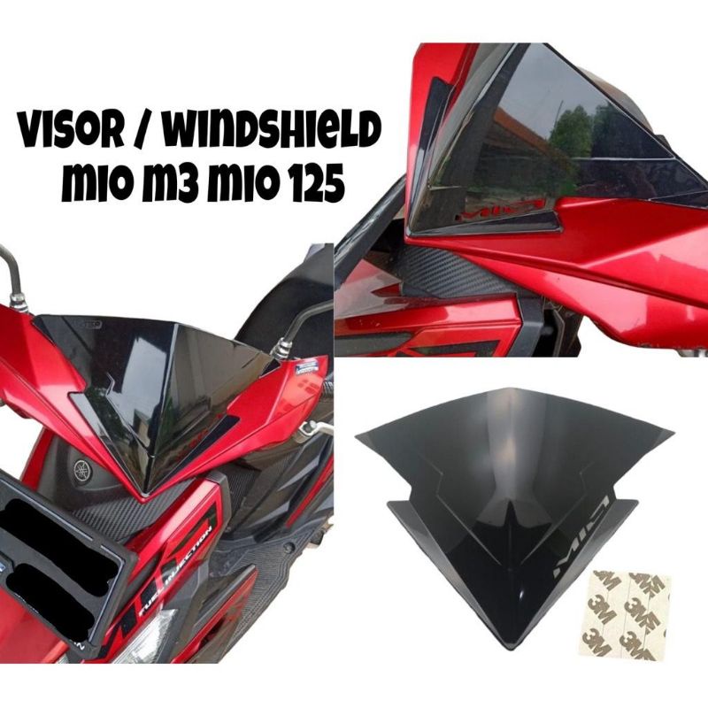 VISOR MIO M3 MIO Z MIO 125 WINSIL MIO WARNA HITAM PLUS DOUBLE TAPE TINGGAL TEMPEL WINSIL MIO WINDSHIELD MOTOR MIO PNP KACA DEPAN VARIASI MOTOR