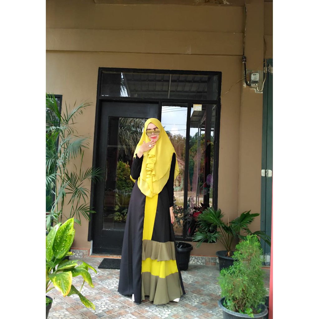 GAMIS SYARI MAUREN DRESS ONLY BAHAN MOSSCREP MIX CERUTY