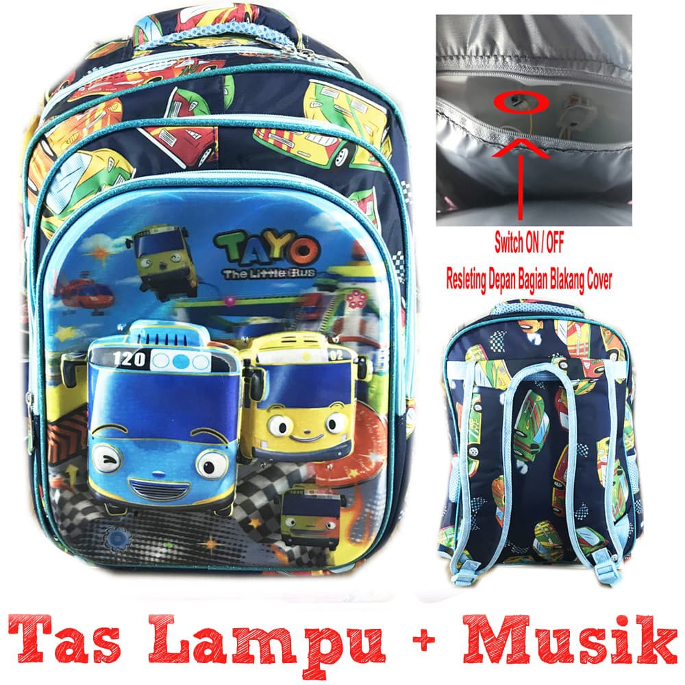 tas anak sekolah / Ransel Sekolah ANak SD Lampu  Musik Tayo
