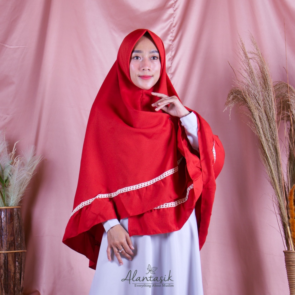 Alantasik - khimar  syari arabian crepe renda / jilbab instan/ humaira arabian R.23