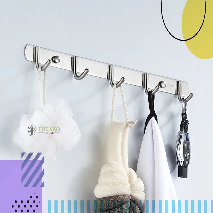 FUTAKO Gantungan Baju Dinding Hanger Kapstok Stainless Kait Titik Capstok HOOK BESI