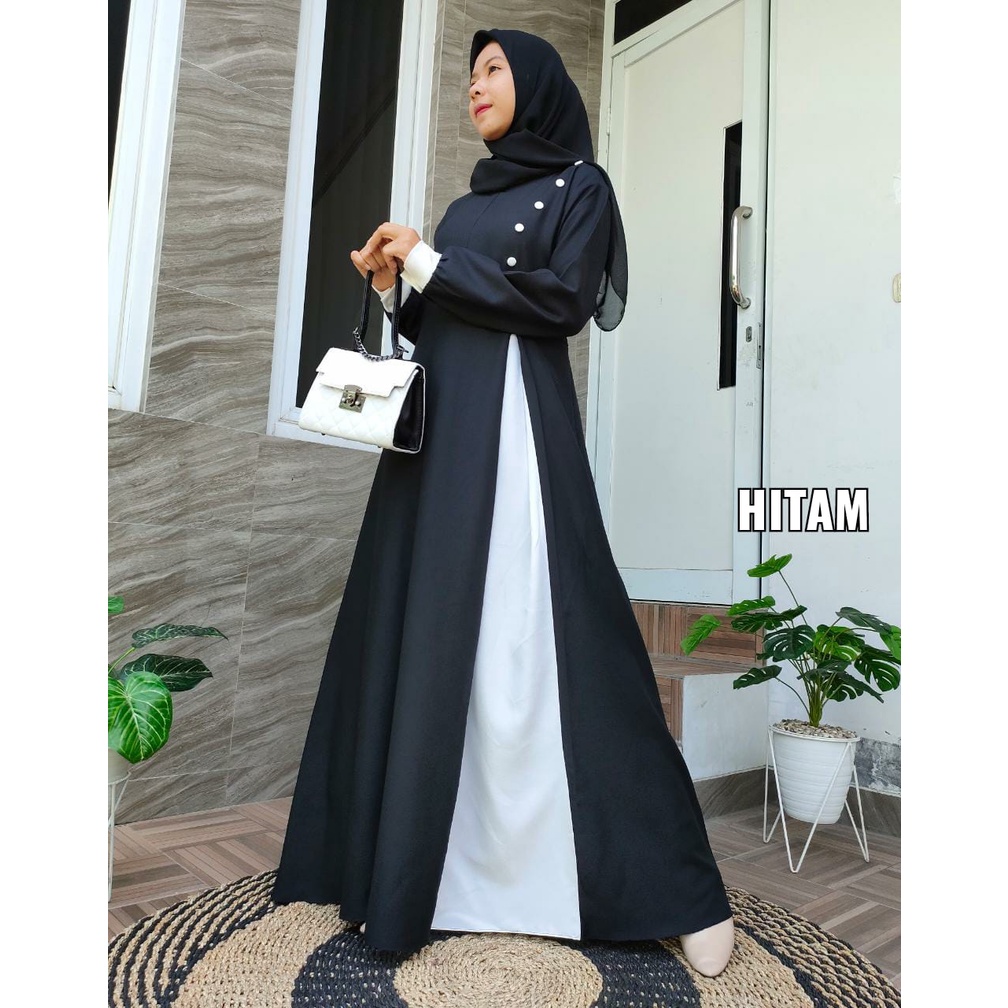 Gamis Syanaz Ity Crepe / Gamis Ity Crepe Kancing / Gamis Ity Crepe Kombinasi Premium