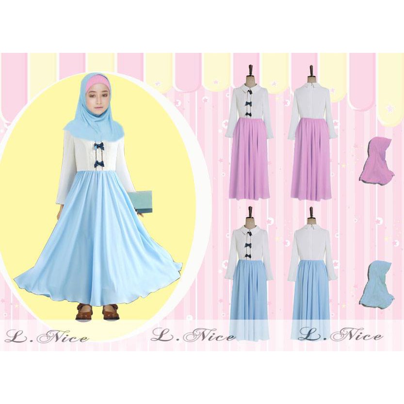 Glorykidz 1Pc Baju Gamis anak Pakaian Muslim anak Baju Dress Mengaji anak 1-5 TAHUN