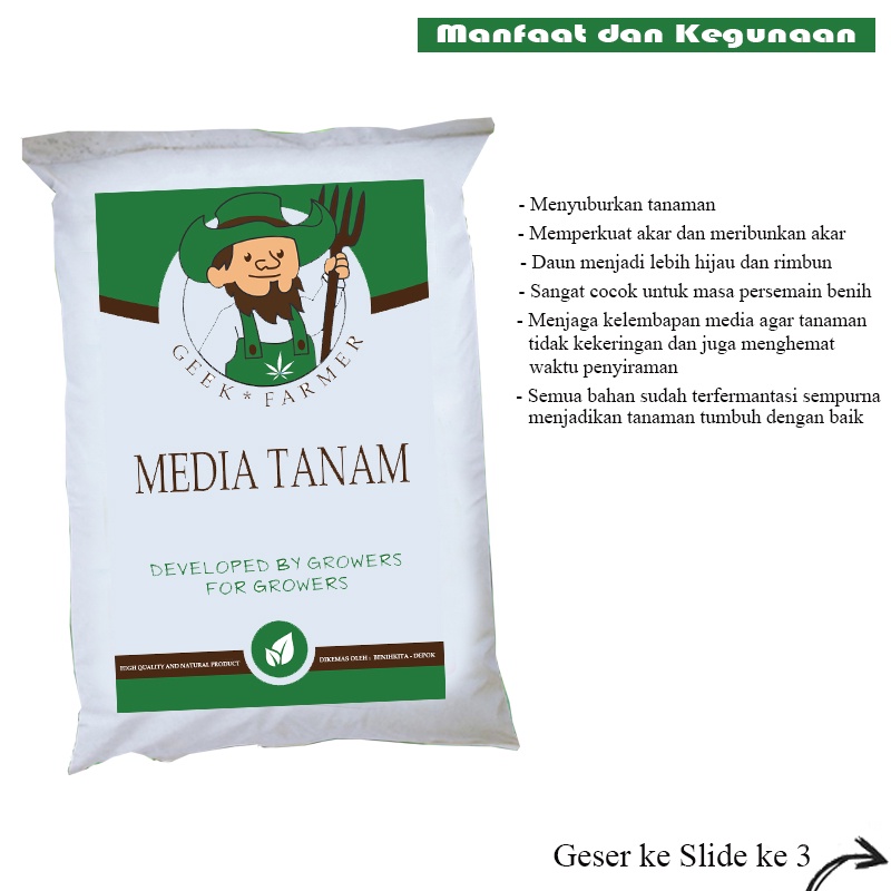 Khusus Gosend Media Tanam Tanah Organik Premium  (Geek Farmer)