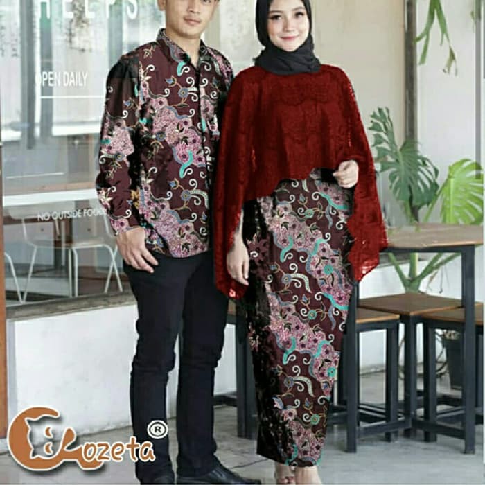 Pakaian wanita pasangan Couple Batik Cape Brukat Wasaluba - preweding kado hadiah