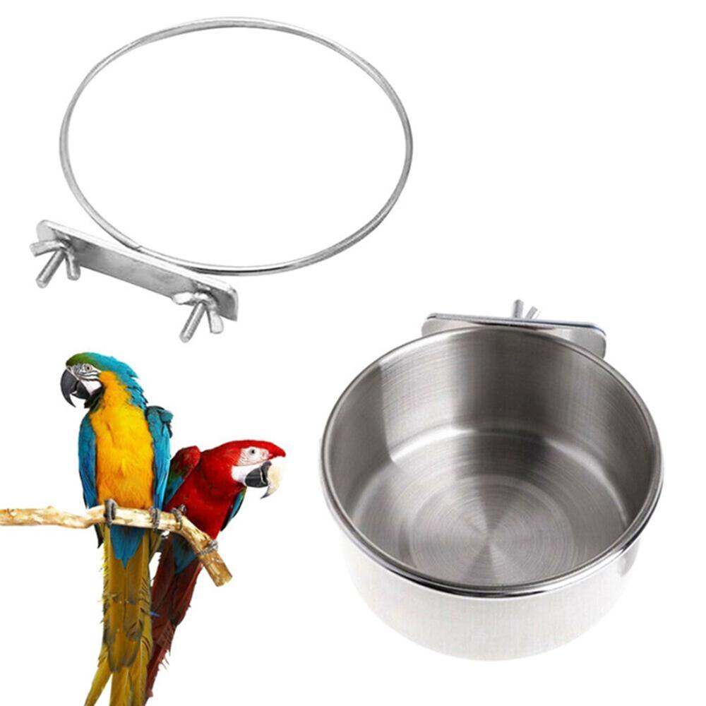 NICKOLAS1 Tempat Makan Burung Nuri Kandang Cangkir Makan Stainless Steel Wadah Air Makanan Aksesoris Kandang Burung