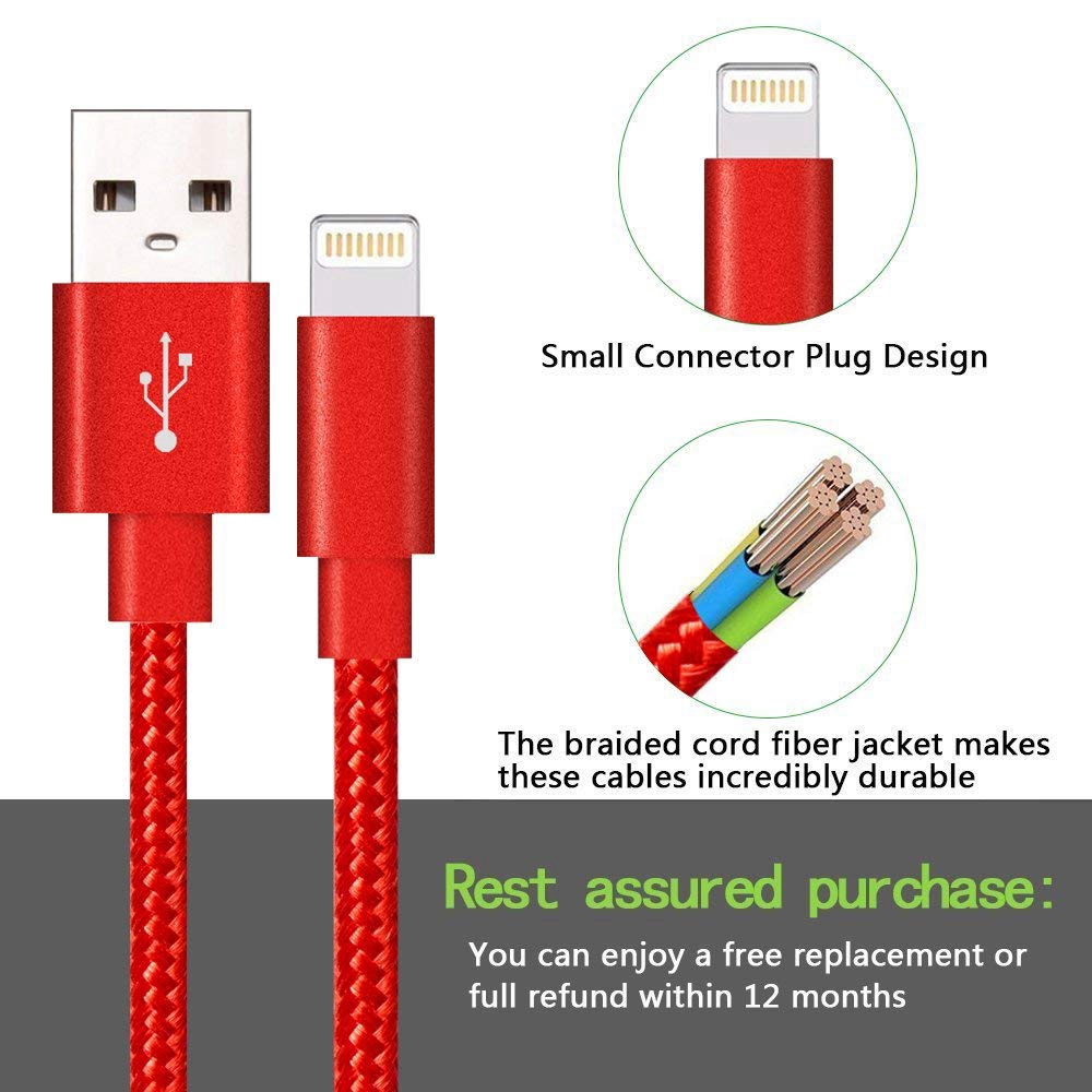 Kabel Data / Charger USB Fast Charging Bahan Nilon Kepang 1M 2M 3M Untuk iPhone x / 7 / 6 / 5