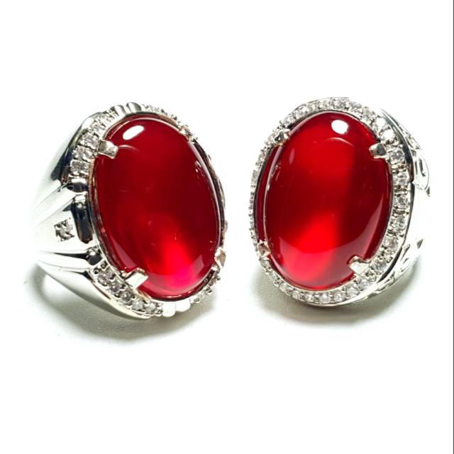 Natural red carnelian red baron giwang top crystal