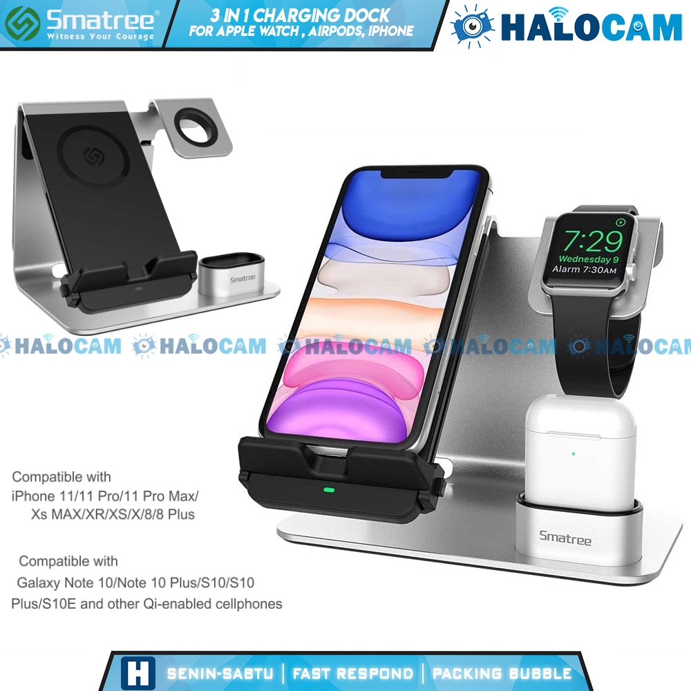 Smatree 3IN1 Wireless Charging Station for iPhone X / Iphone 11 / Airpods 2 / Apple Watch 5 / S10