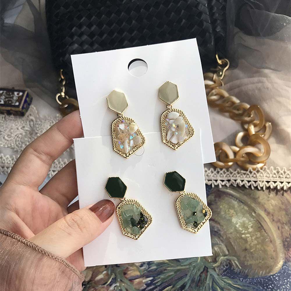 NEEDWAY Anting Stud Mewah Fashion Temperamen Aksesoris Hadiah Untuk Wanita Berlian Imitasi Kristal Menjuntai Earring
