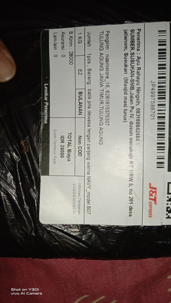 Batik Pria Dewasa Lengan Panjang Warna Navy_model B07 /  Batik Pekalongan