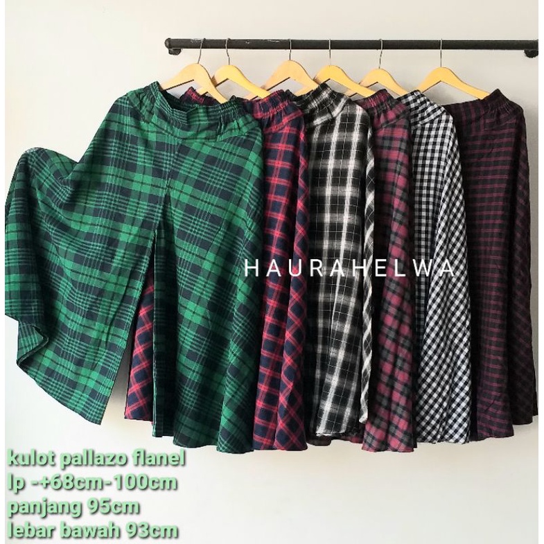 KULOT LEBAR FLANEL/CELANA PALLAZO TARTAN HAURAHELWA