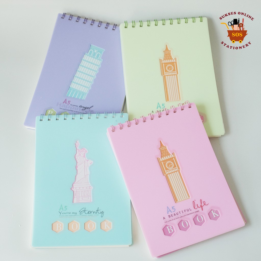

MJ Buku Tulis Spiral A5-80 Tegak Cover Plastik/Buku Spiral/Catatan/Note Book/Notebook