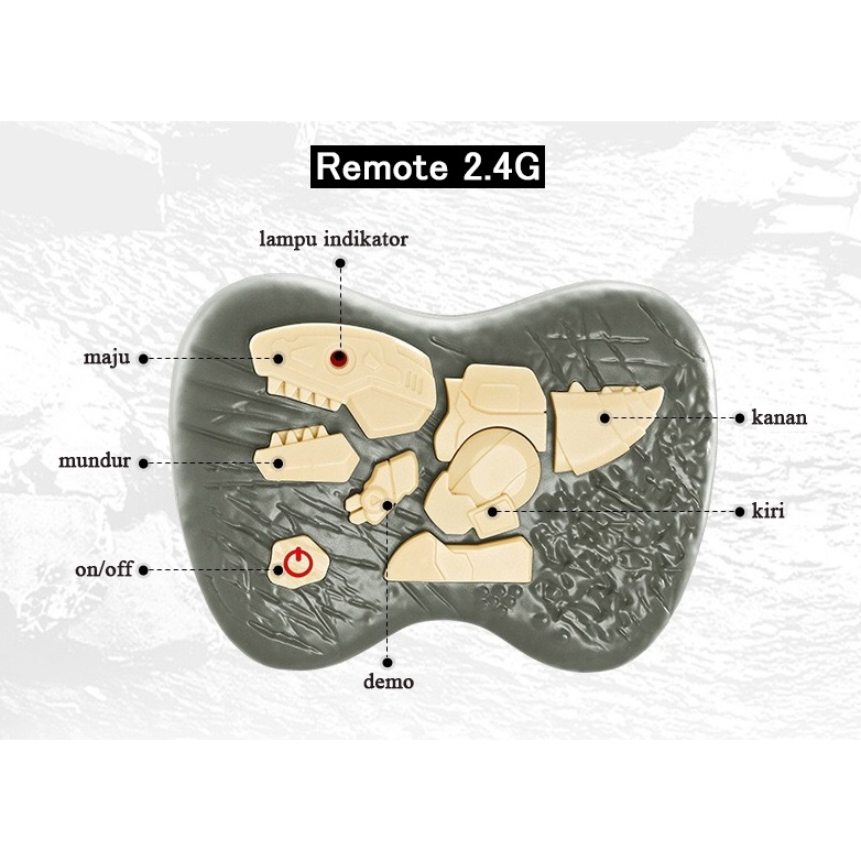 Raptor Brutal Mainan Dino Remote Control RC bisa jalan lampu dah suara dino