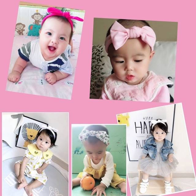 bandana bando headband anak bayi 3in1 import motif lucu