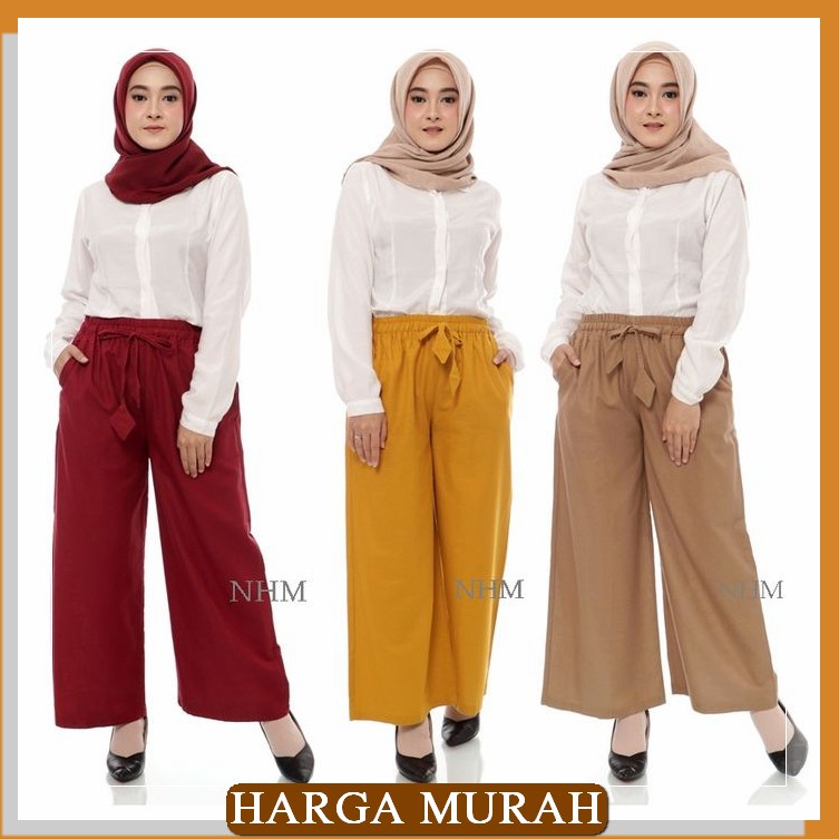 Celana Kain Cewek The Executive Original Dg Celana Kulot Lebar So VE581 Celana Wanita Kulot Linen -