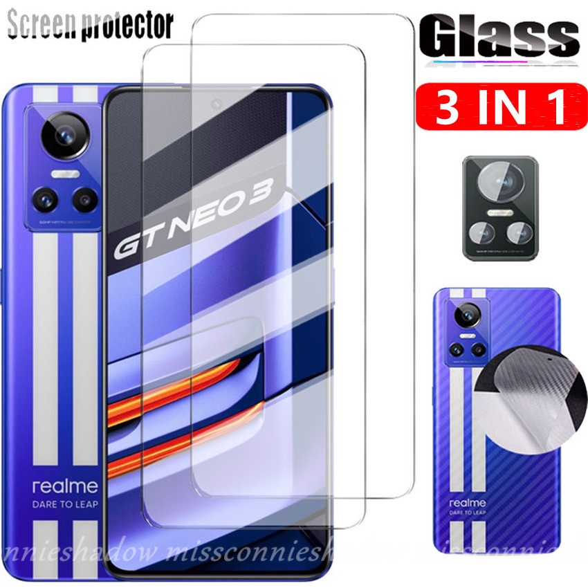 3-in-1 Tempered Glass Realme 9i 8i 8 9Pro + 8Pro C31 C35 C25s C21Y C25 C12 C21 7i 6i C17 C11 2021 C15 C1 C2 C3 7 6 5 5S C25Y C21 C20 C20A C11 GT Screen Protector Glass Film