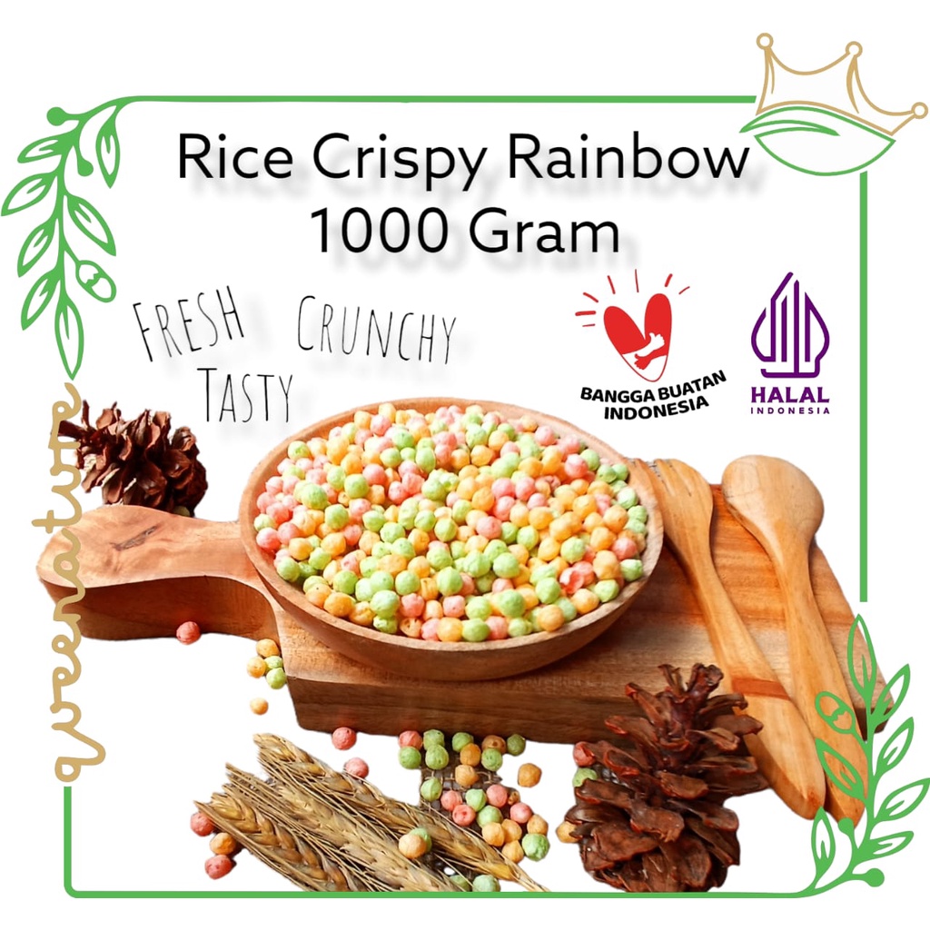 Rice Crispy Rainbow Round (Small/Medium) 100 gram Krispi Beras Warna Bulat (Kecil/Sedang) Premium