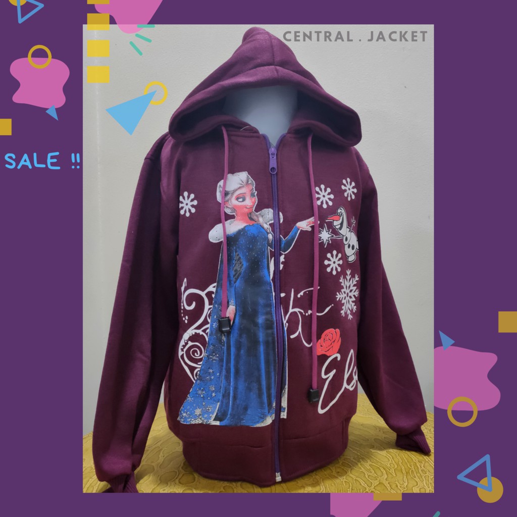 Jaket Anak Perempuan Princess Elsa - Sweater Hoodie Anak Tebal Musim Dingin - CENTRAL JACKET