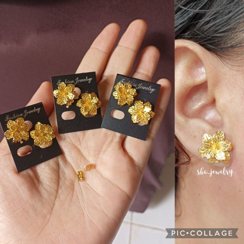 giwang kenari alpaka bali lapis emas