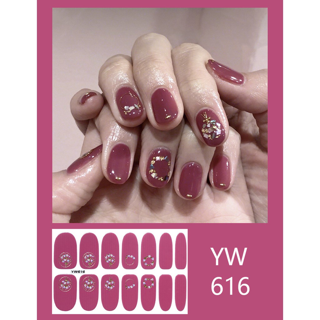 Stiker kuku Nail art Waterproof sticker Part 8 stiker (14 pcs) sticker Kuku nail art