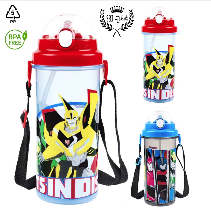 Botol air minum PLASTIK BPA Free 650 ml material PP5 BPA FREE FOOD GRADE / Botol minum anak BPA Free karakter Transformers