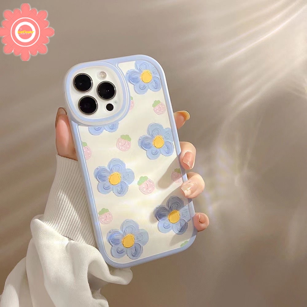 Case Bunga Biru Lukisan Cat Minyak Vivo Y36 Y16 Y35 Y22 Y21 2021 Y12 Y1S Y15 Y20 Y20S Y15S Y21T Y33T Y91C Y11 Y17 Y30 Y30i Y15A Y50 Y33S Y12i Y15S Y20i Y21S Y20G Y21A Y11S Y12S