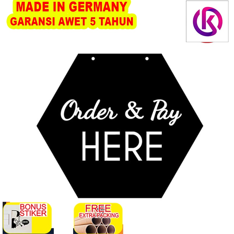 

Terlaris Sign Board order & pay here hexagon acrylic | Sign Label Akrilik