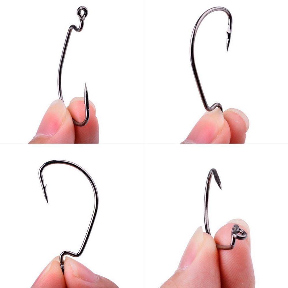 Lanfy Kail Pancing Fishing Tackle 10pc/Box Soft Lure jerk Hooks Offset Fishhook Engkol Kait Berduri Kunci Super Kait Berduri